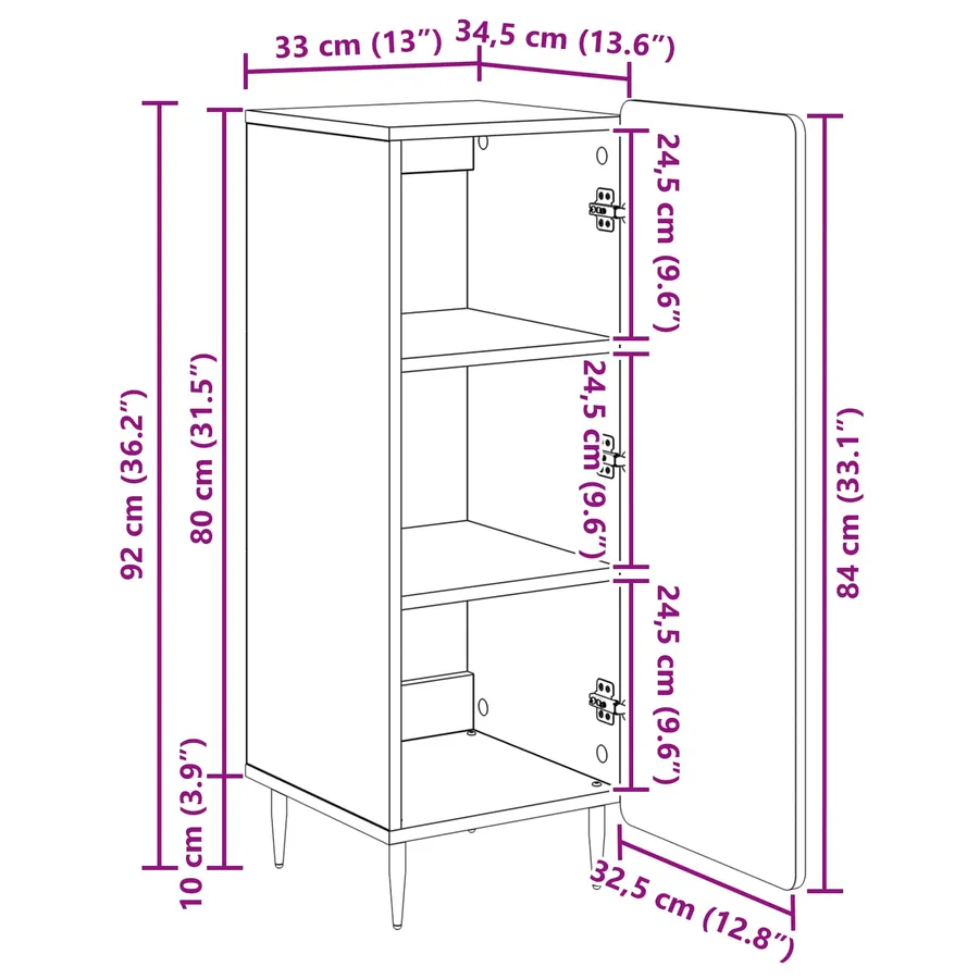 Buffet Blanc 34,5 x 33 x 92 cm Bois d'ingénierie - 12