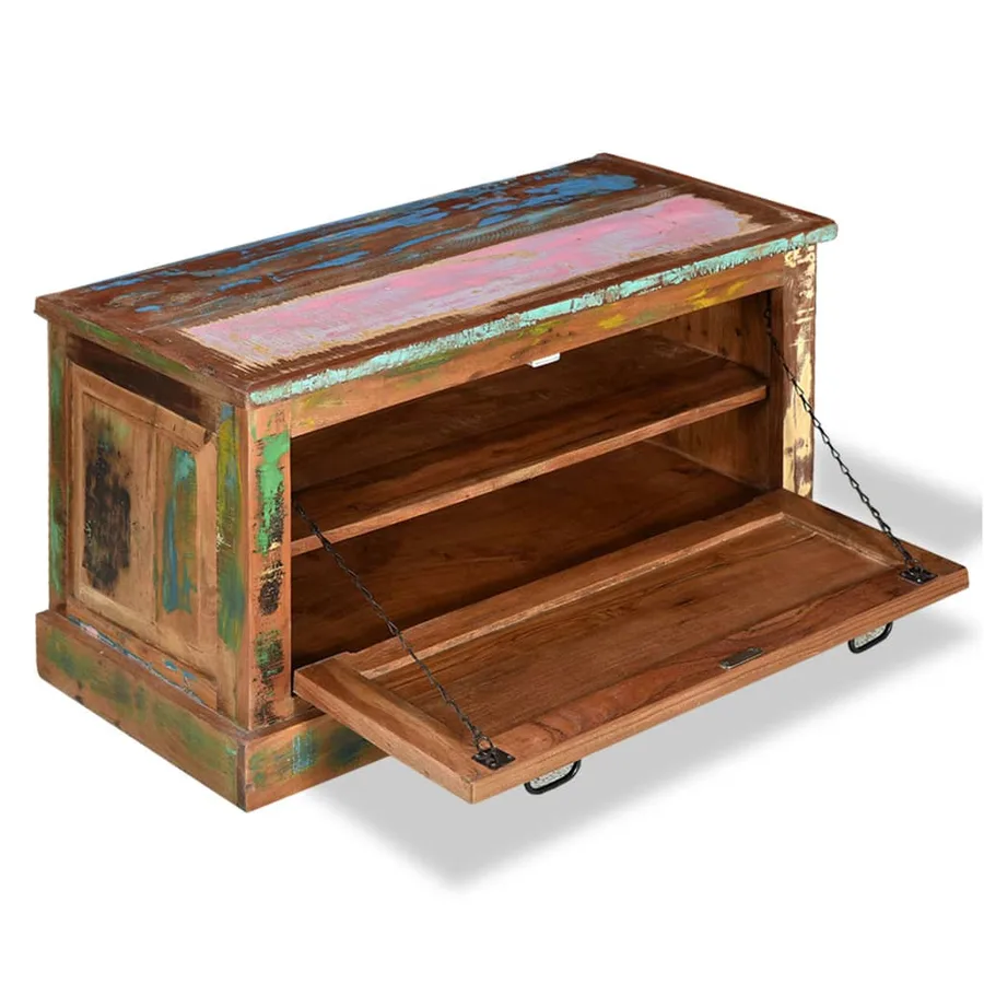 Banc de rangement de chaussures Bois de récupération - 4