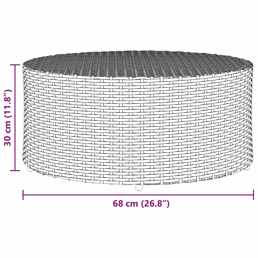 Table Basse d'extérieur Gris Ø 68 x 30 cm polyrotin - 9