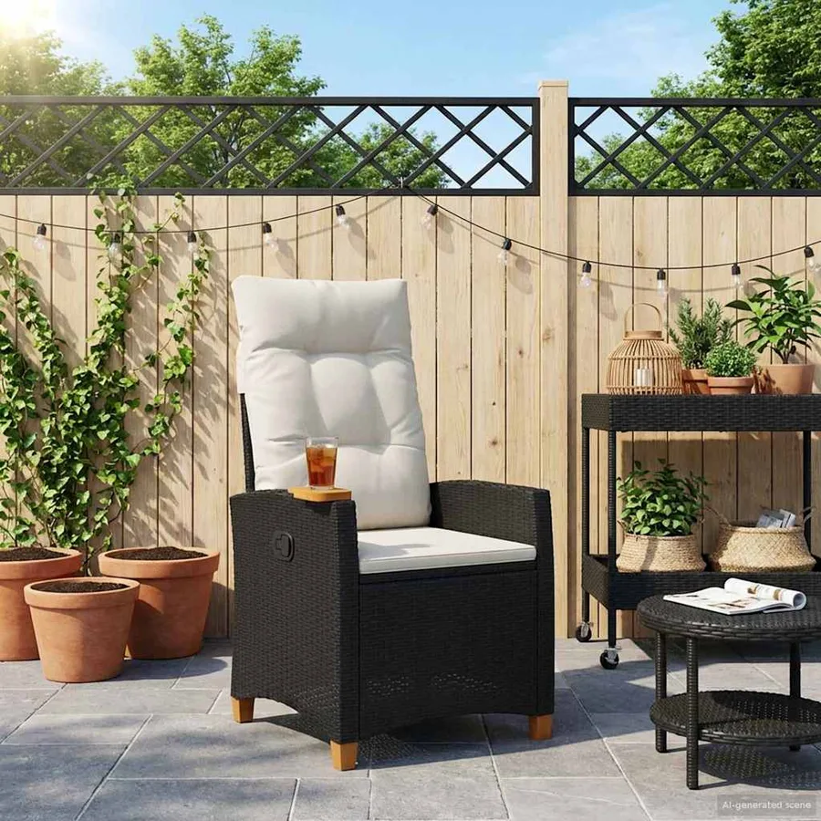 Chaise inclinable avec plateau à thé 62 x 64 x 112 cm polyrotin - 3