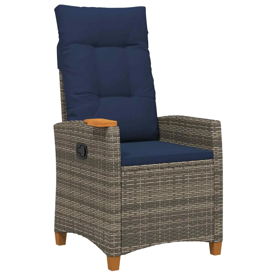 Chaise inclinable avec plateau à thé 62 x 64 x 112 cm polyrotin - 2