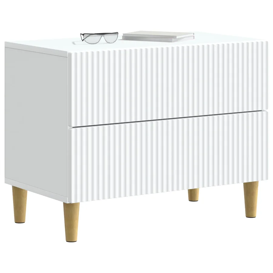 Cabinet de chevet Blanc 62 x 34,5 x 48 cm Bois d'ingénierie - 3