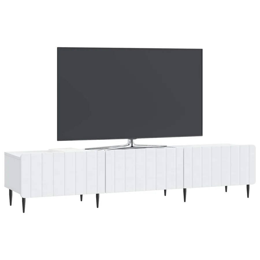 Meuble TV Blanc 147 x 34,5 x 32 cm Bois d'ingénierie - 3