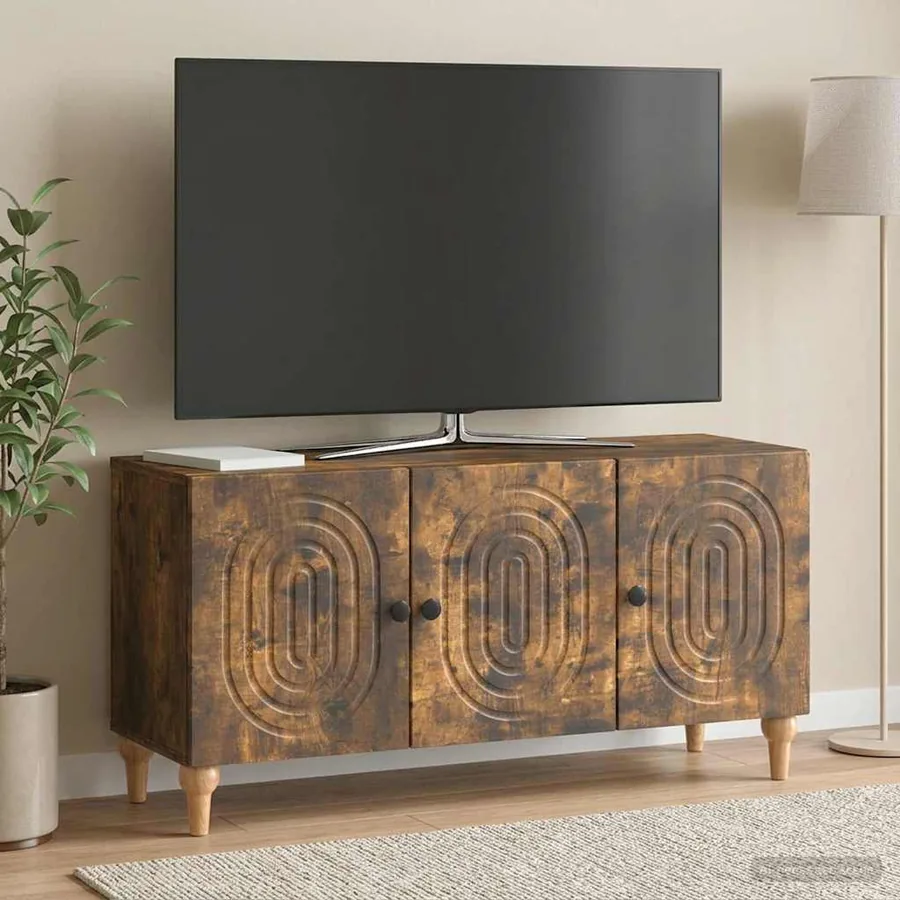Meuble TV Chêne fumé 99 x 34,5 x 50 cm Bois d'ingénierie