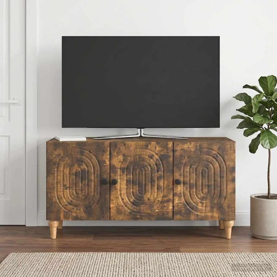 Meuble TV Chêne fumé 99 x 34,5 x 50 cm Bois d'ingénierie - 4