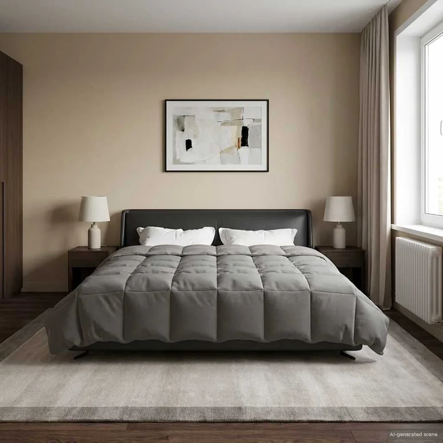 Duvet d'été simple Matelassé Gris clair 200 x 240 cm Microfibre