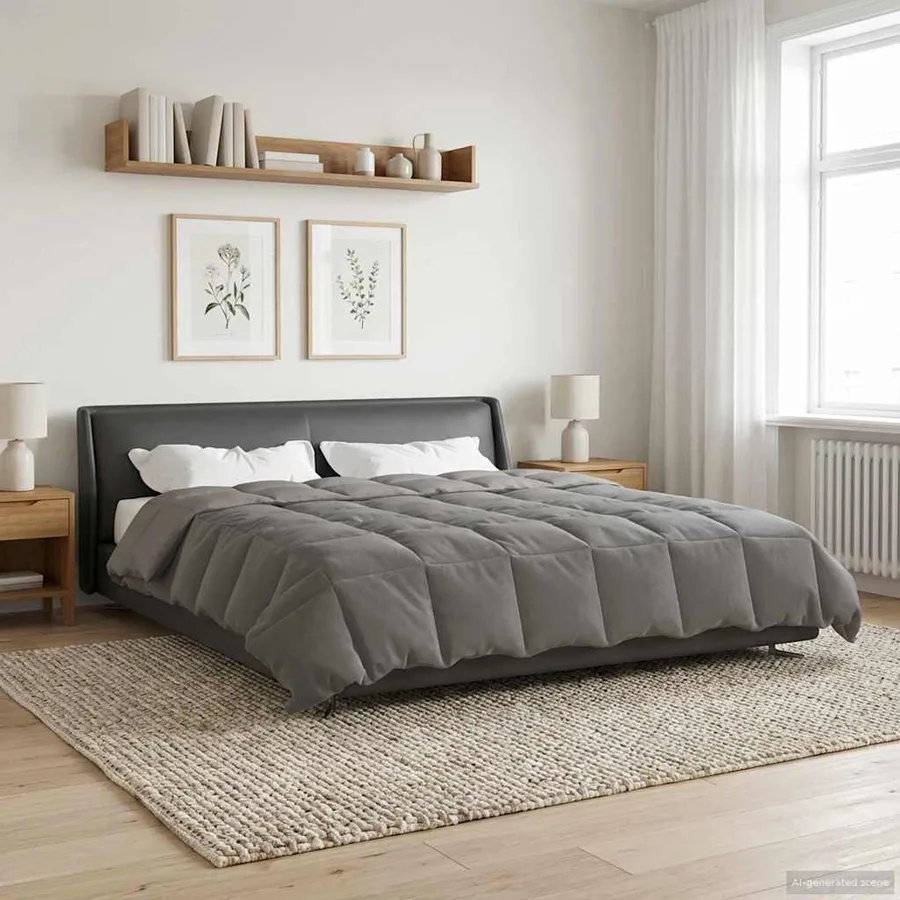 Duvet d'été simple Matelassé Gris clair 200 x 240 cm Microfibre - 4