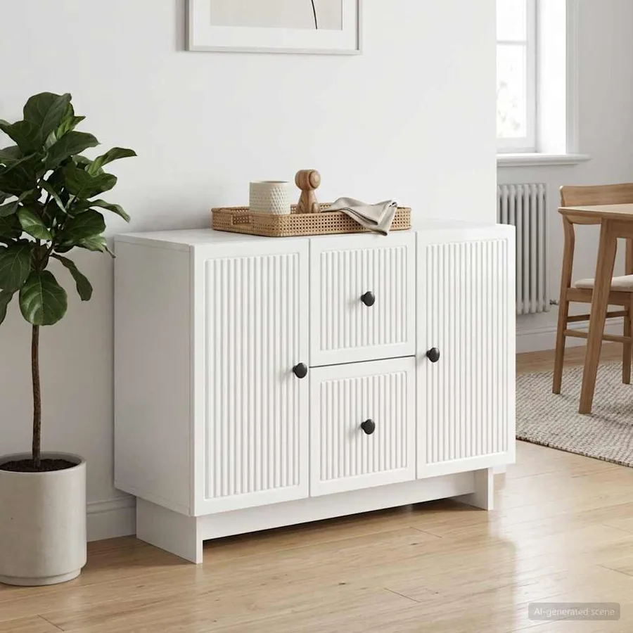 Buffet Blanc brillant 89 x 34,5 x 60 cm Bois d'ingénierie - 4