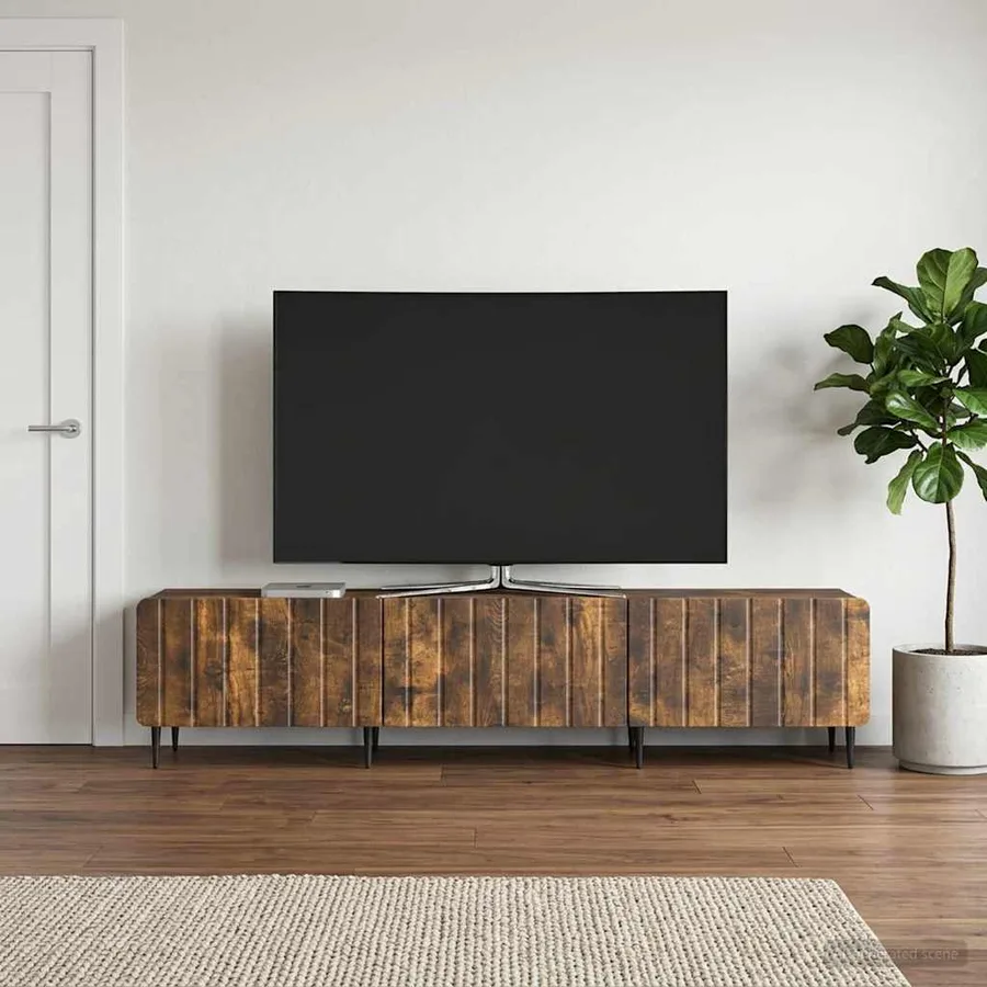 Meuble TV Chêne fumé 147 x 34,5 x 32 cm Bois d'ingénierie - 4