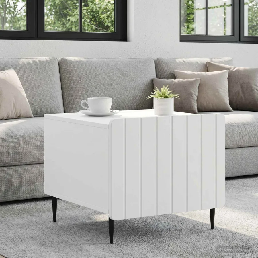 Table basse avec tiroir Blanc 49 x 50 x 42 cm Bois d'ingénierie