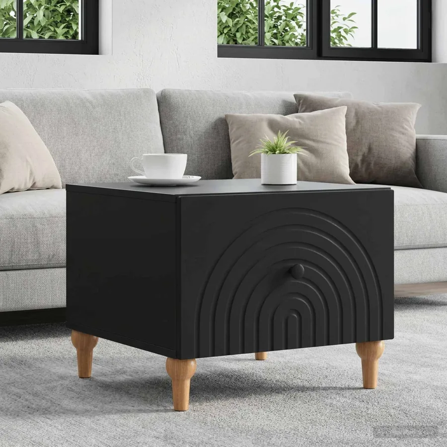 Table basse avec tiroir Noir 49 x 50 x 40 cm Bois d'ingénierie