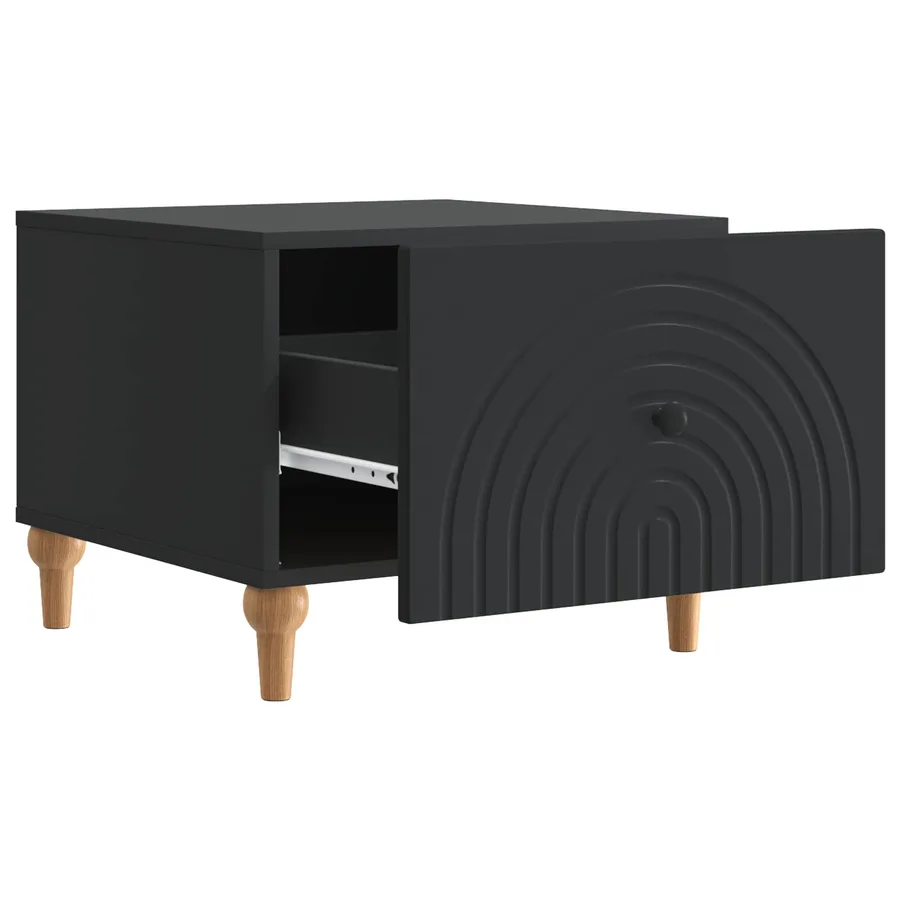 Table basse avec tiroir Noir 49 x 50 x 40 cm Bois d'ingénierie - 4