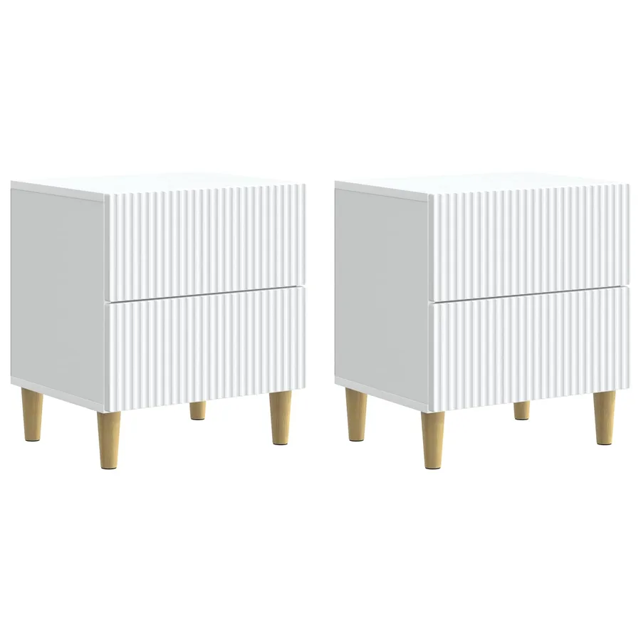Cabinet de chevet avec tiroir 2 pcs Blanc 43 x 34,5 x 48 cm - 2