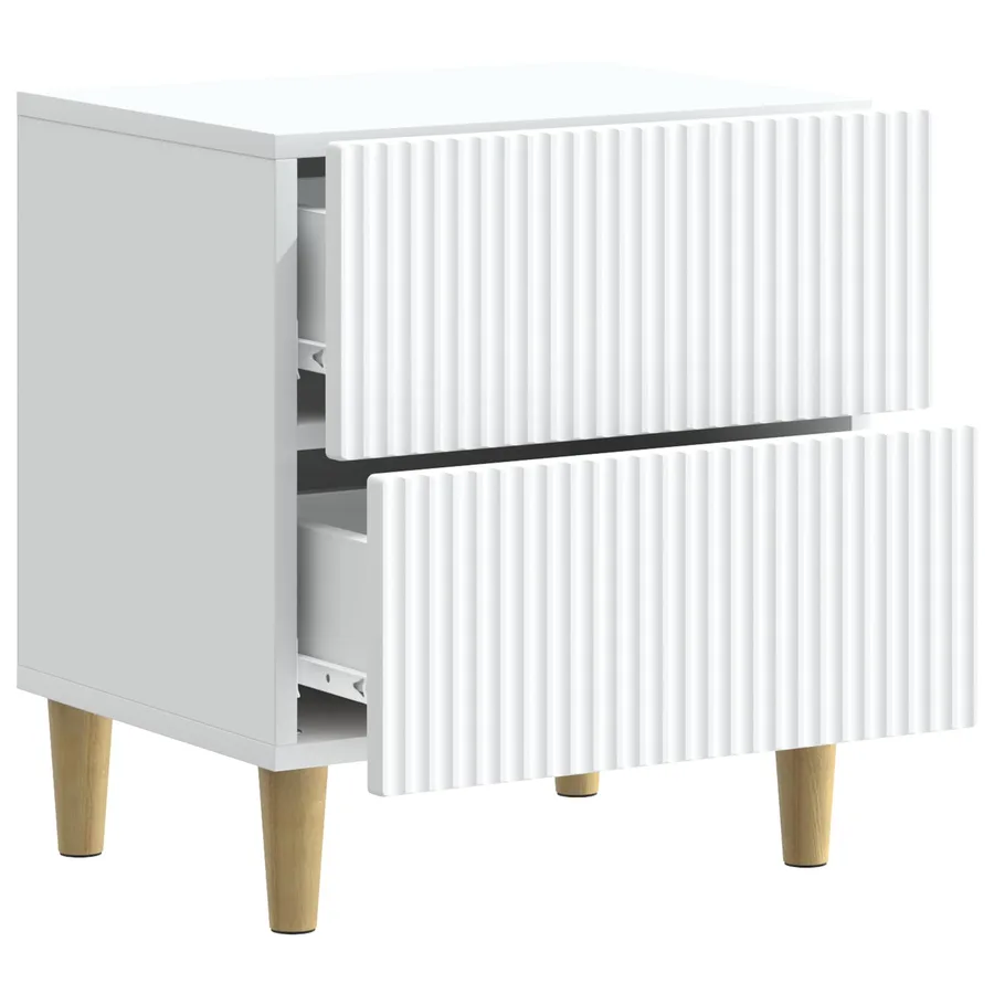 Cabinet de chevet avec tiroir 2 pcs Blanc 43 x 34,5 x 48 cm - 6
