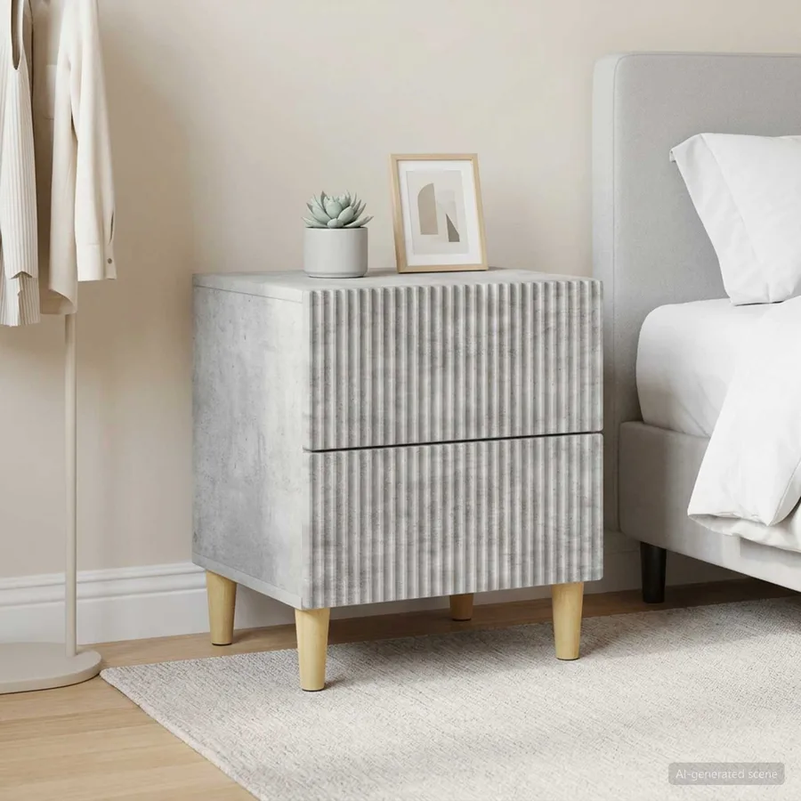 Cabinet de chevet 2 pcs Gris béton 43 x 34,5 x 48 cm - 4
