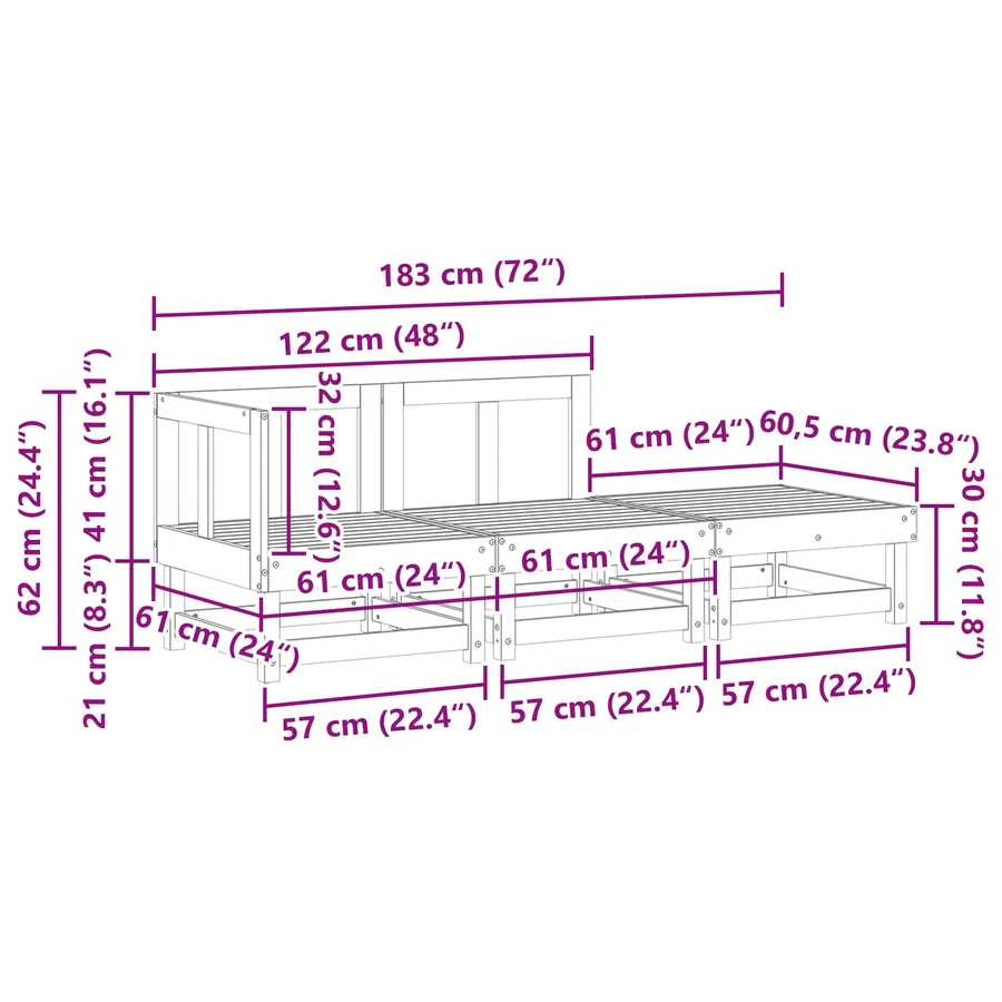 Unité de canapé sectionnel Brun Ciré 183 x 61 x 62 cm - 8