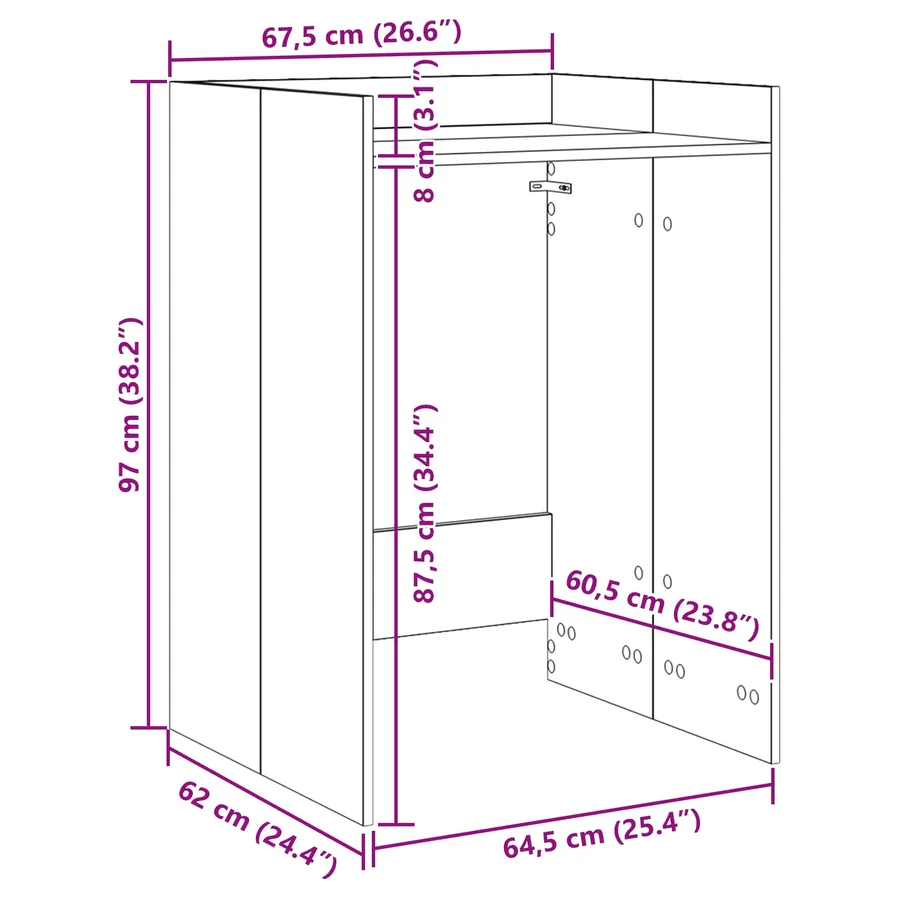 Armoire pour machine à laver Gris Sonoma 67,5 x 62 x 97 cm - 9