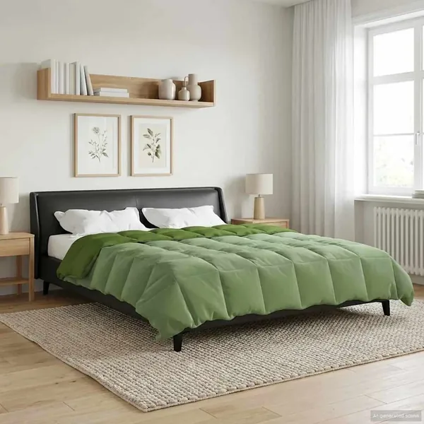 Duvet d'été simple Matelassé Vert 220 x 260 cm Microfibre