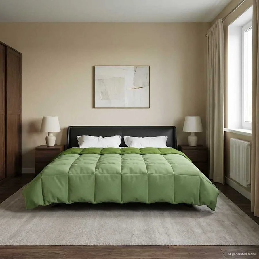 Duvet d'été simple Matelassé Vert 220 x 260 cm Microfibre - 4