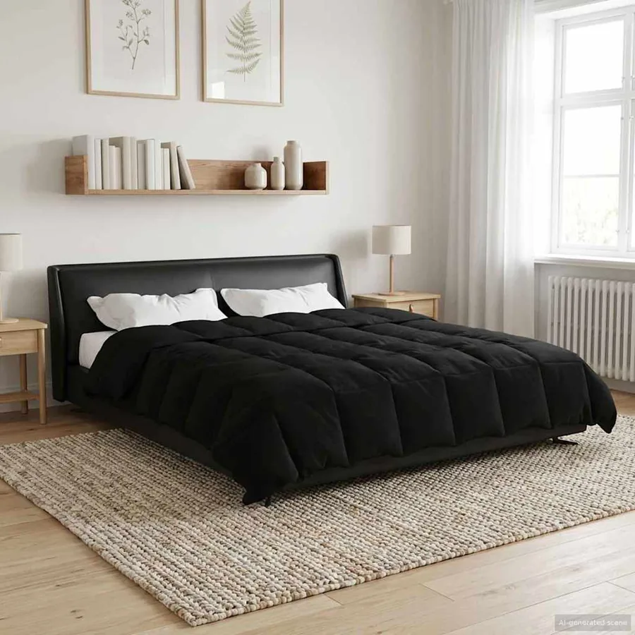 Duvet d'été simple Matelassé Noir 200 x 220 cm Microfibre