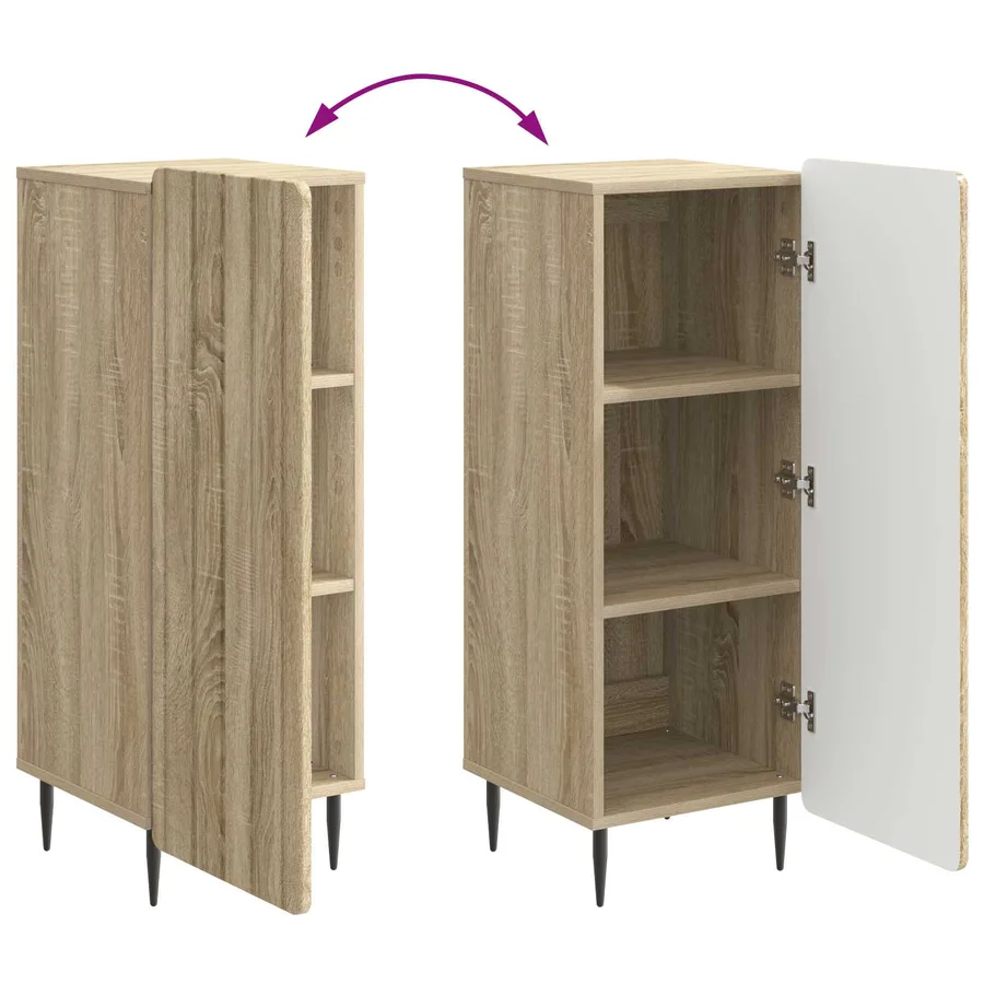 Buffet Chêne Sonoma 34,5 x 33 x 92 cm Bois d'ingénierie - 11