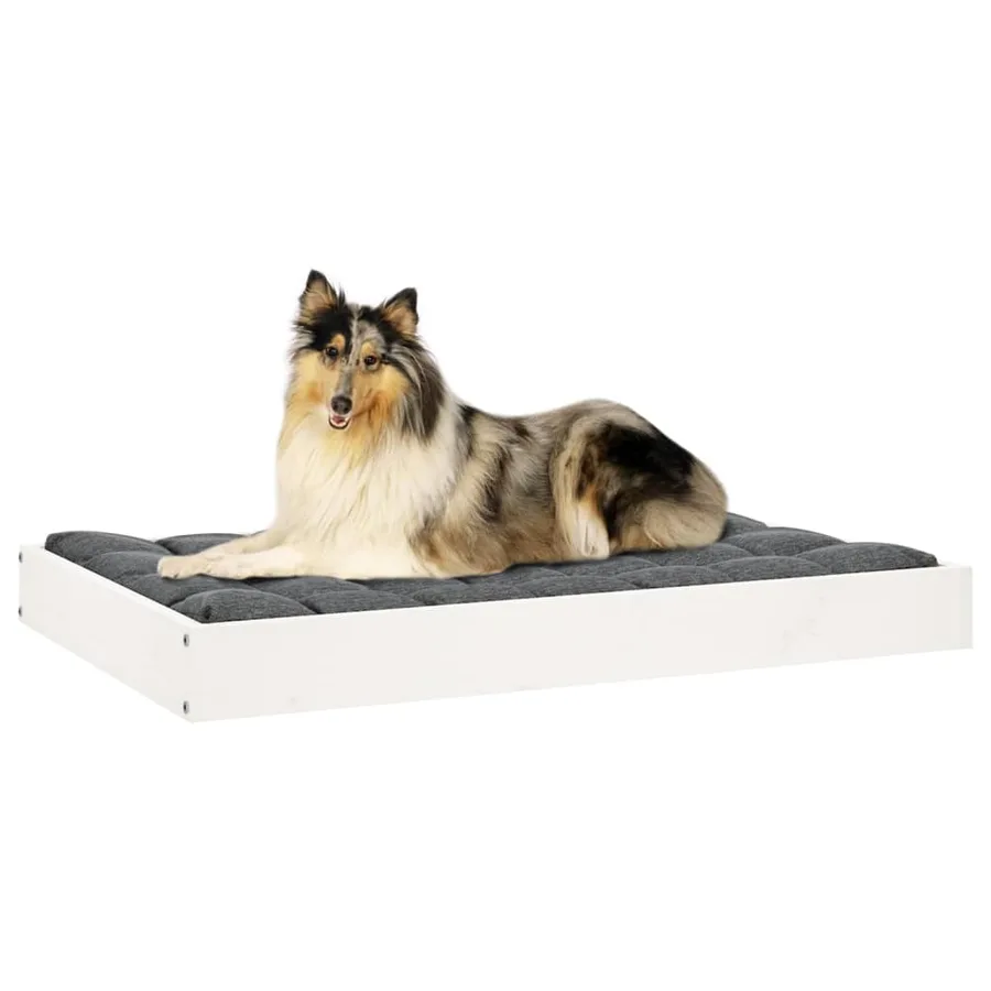 Lit pour chien Blanc 91,5x64x9 cm Bois de pin solide - 6