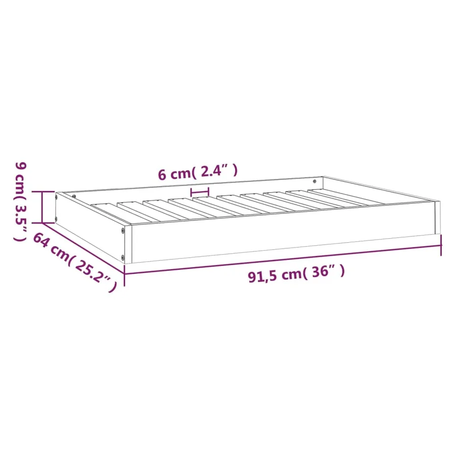 Lit pour chien Blanc 91,5x64x9 cm Bois de pin solide - 8