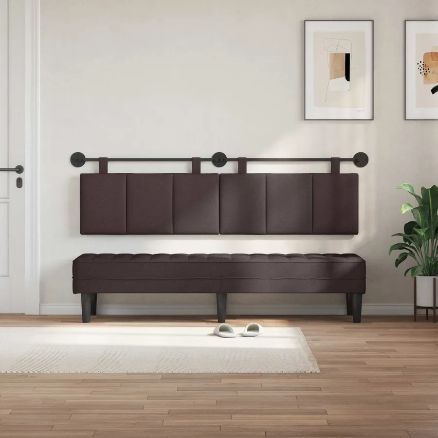 Tête de lit suspendue Marron foncé Tissu - 3