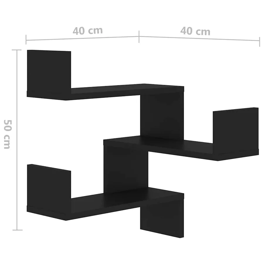 Wall Corner Shelf Black 40x40x50 cm Engineered Wood - 8