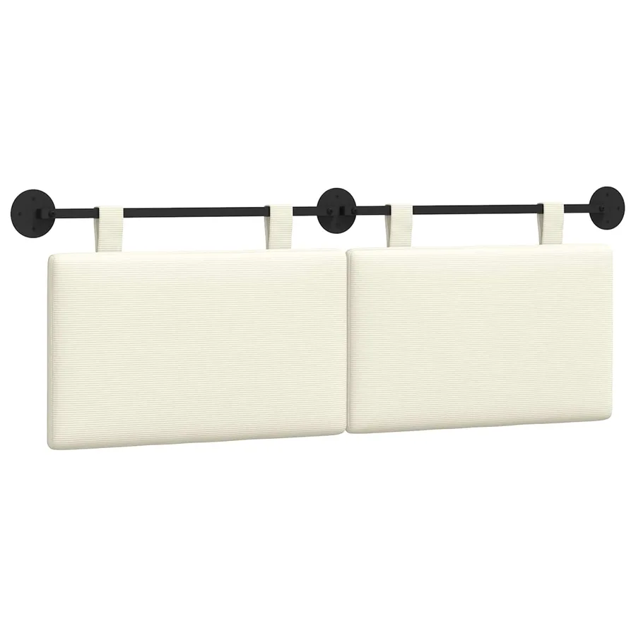 Tête de lit suspendue Crème Tissu en velours côtelé - 2