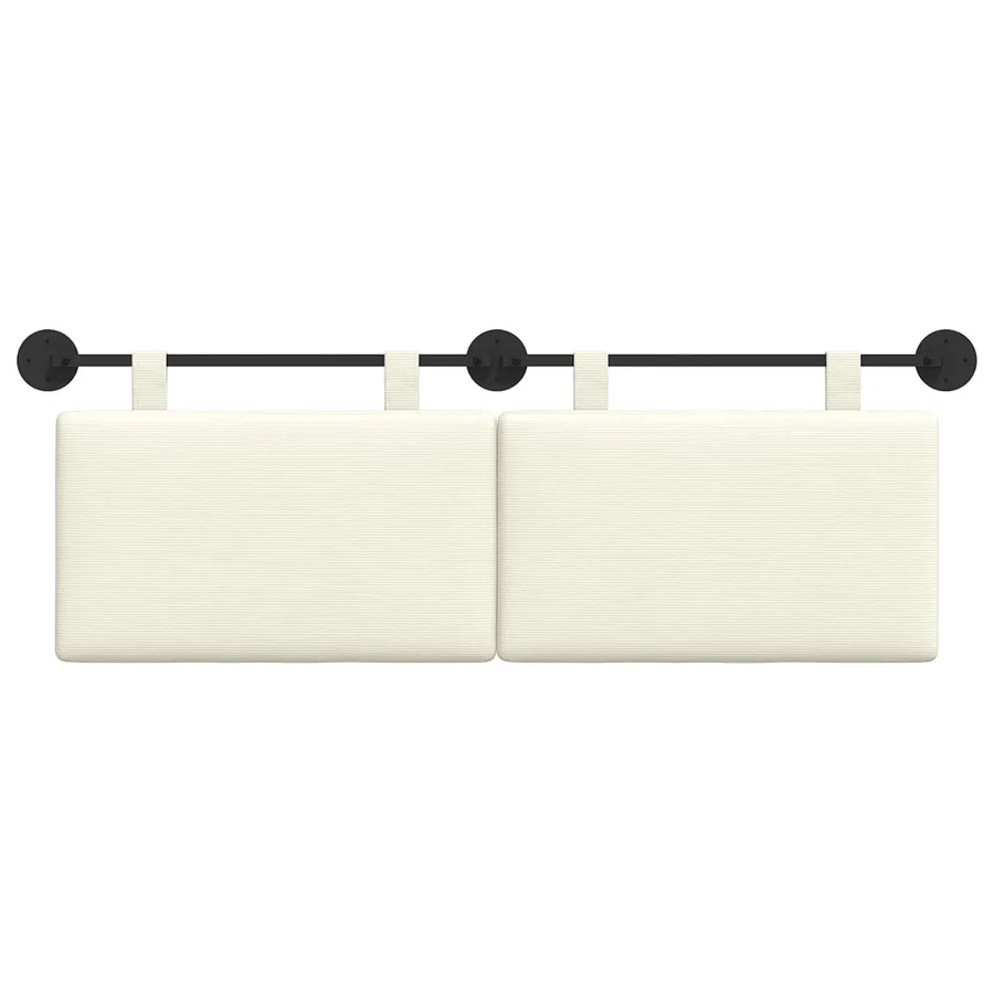 Tête de lit suspendue Crème Tissu en velours côtelé - 5