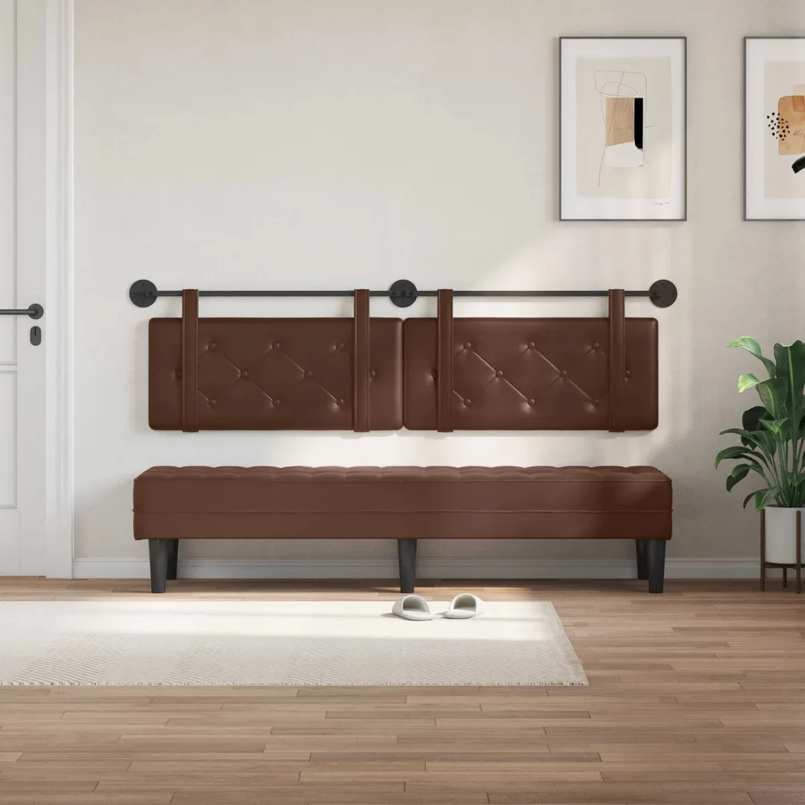 Tête de lit suspendue Marron Simili cuir - 3