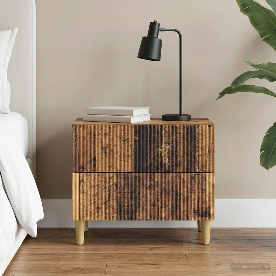 Cabinet de chevet avec tiroir Bois ancien 62 x 34,5 x 48 cm