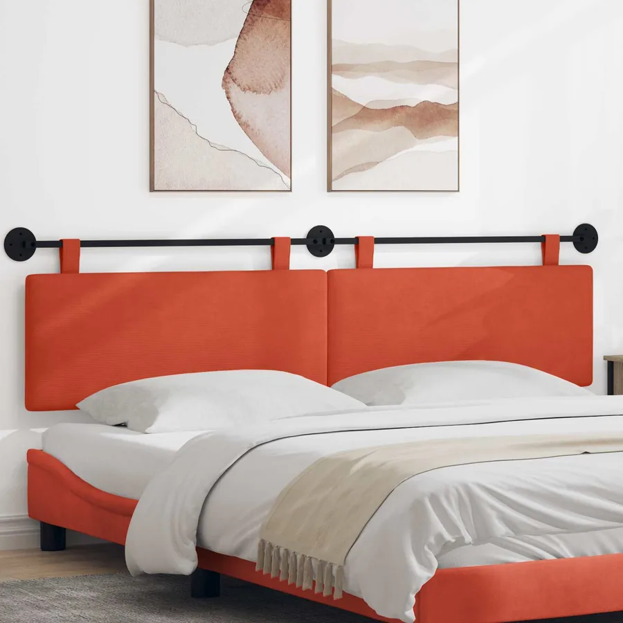 Tête de lit suspendue Rouge orange Tissu en velours côtelé