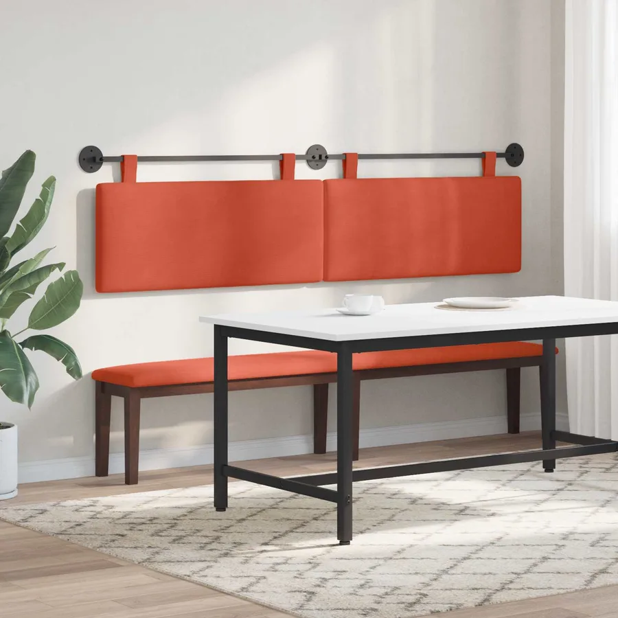 Tête de lit suspendue Rouge orange Tissu en velours côtelé - 4