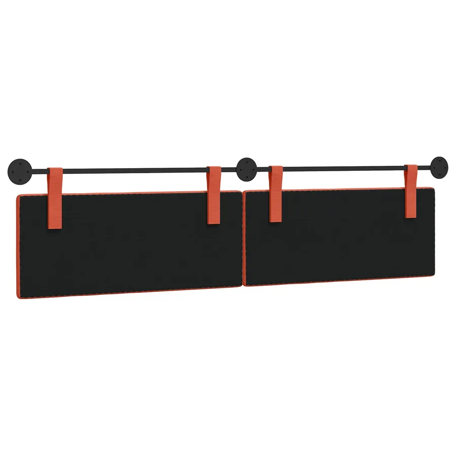 Tête de lit suspendue Rouge orange Tissu en velours côtelé - 7