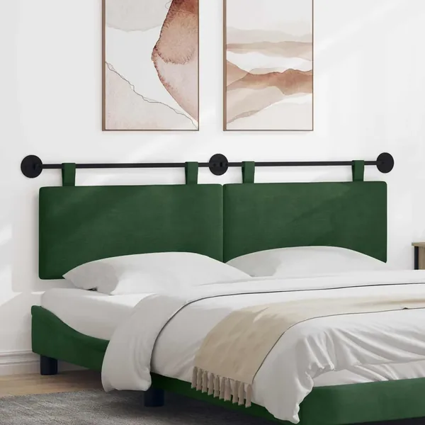 Tête de lit suspendue Vert Jungle Tissu en velours côtelé