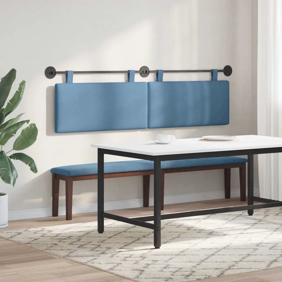 Tête de lit suspendue Bleu Tissu en velours côtelé - 4