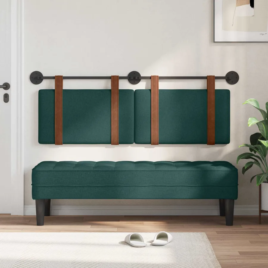 Tête de lit suspendue Uni Vert foncé 130 x 55 x 5 cm PU antique - 3