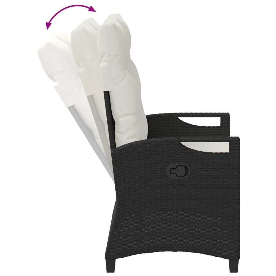 Banc de jardin avec oreiller Noir et Crème 105 x 60 x 112 cm - 6