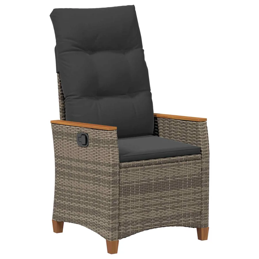 Chaise de jardin inclinable Gris et Gris foncé polyrotin - 4