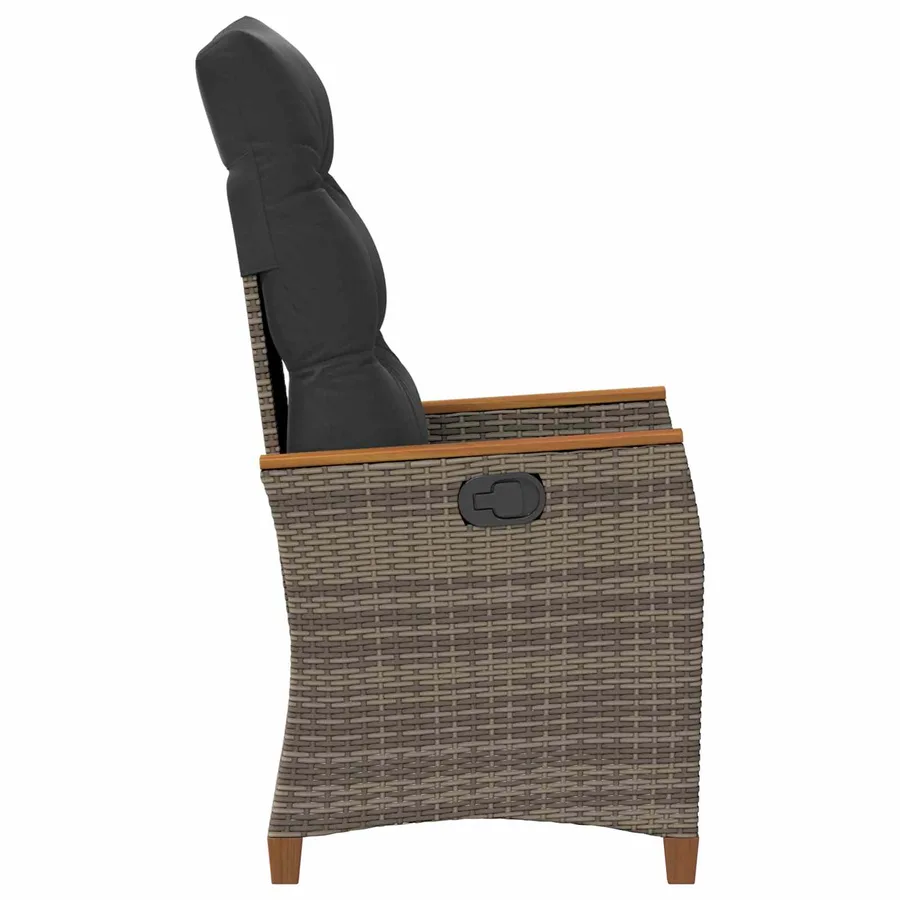 Chaise de jardin inclinable Gris et Gris foncé polyrotin - 6