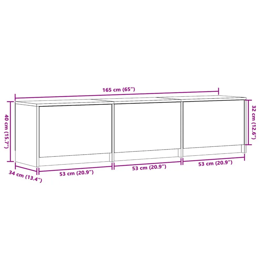 Meuble TV avec LED Béton 165 x 34 x 40 cm Bois d'ingénierie - 12