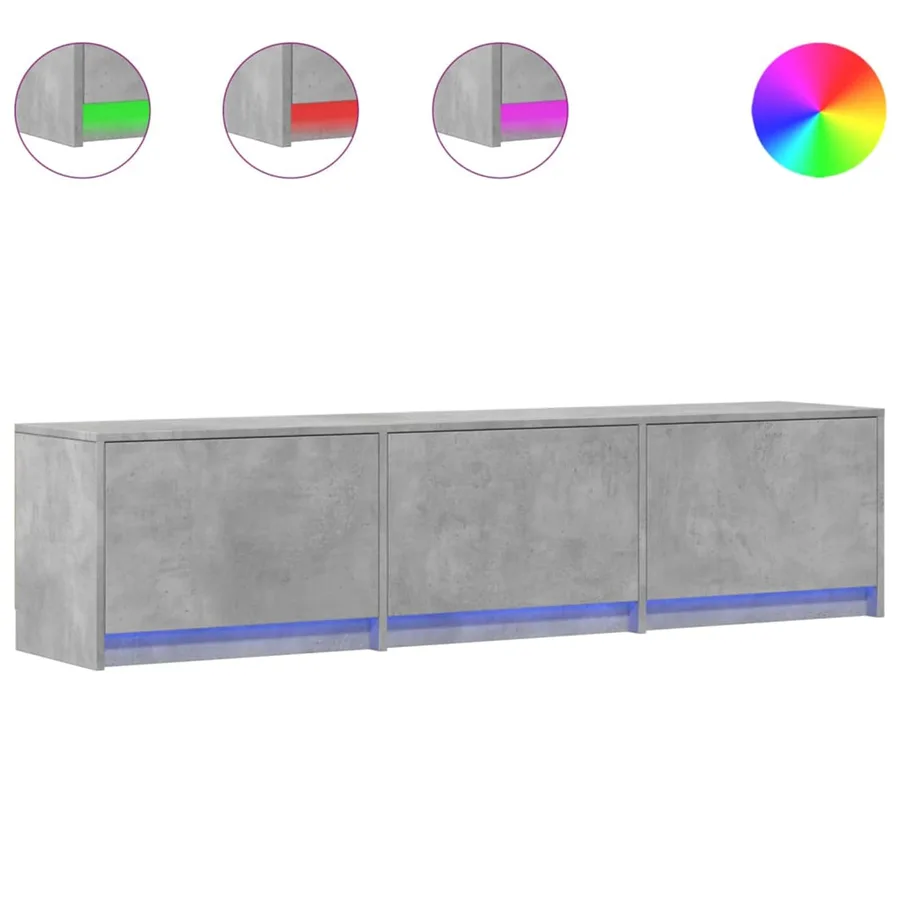 Meuble TV avec LED Béton 165 x 34 x 40 cm Bois d'ingénierie - 3