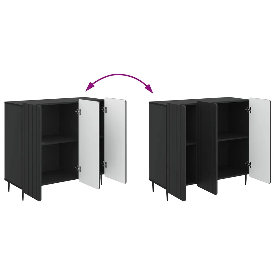 Buffet Noir 89 x 34,5 x 82 cm Bois d'ingénierie - 11