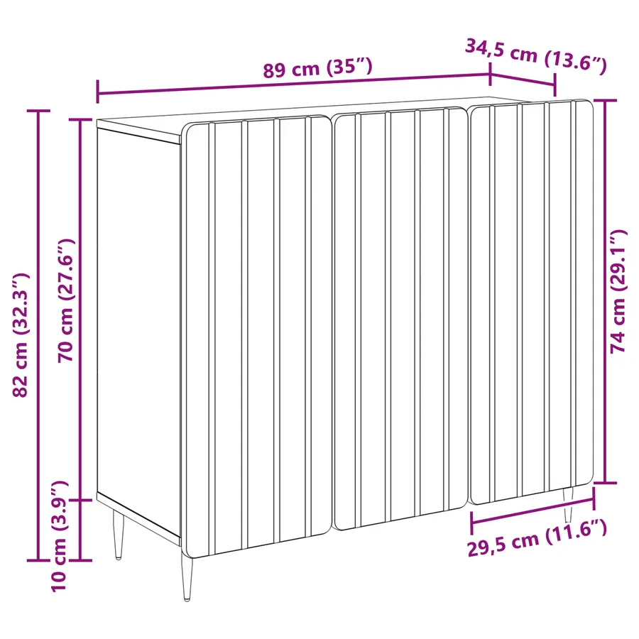 Buffet Noir 89 x 34,5 x 82 cm Bois d'ingénierie - 12