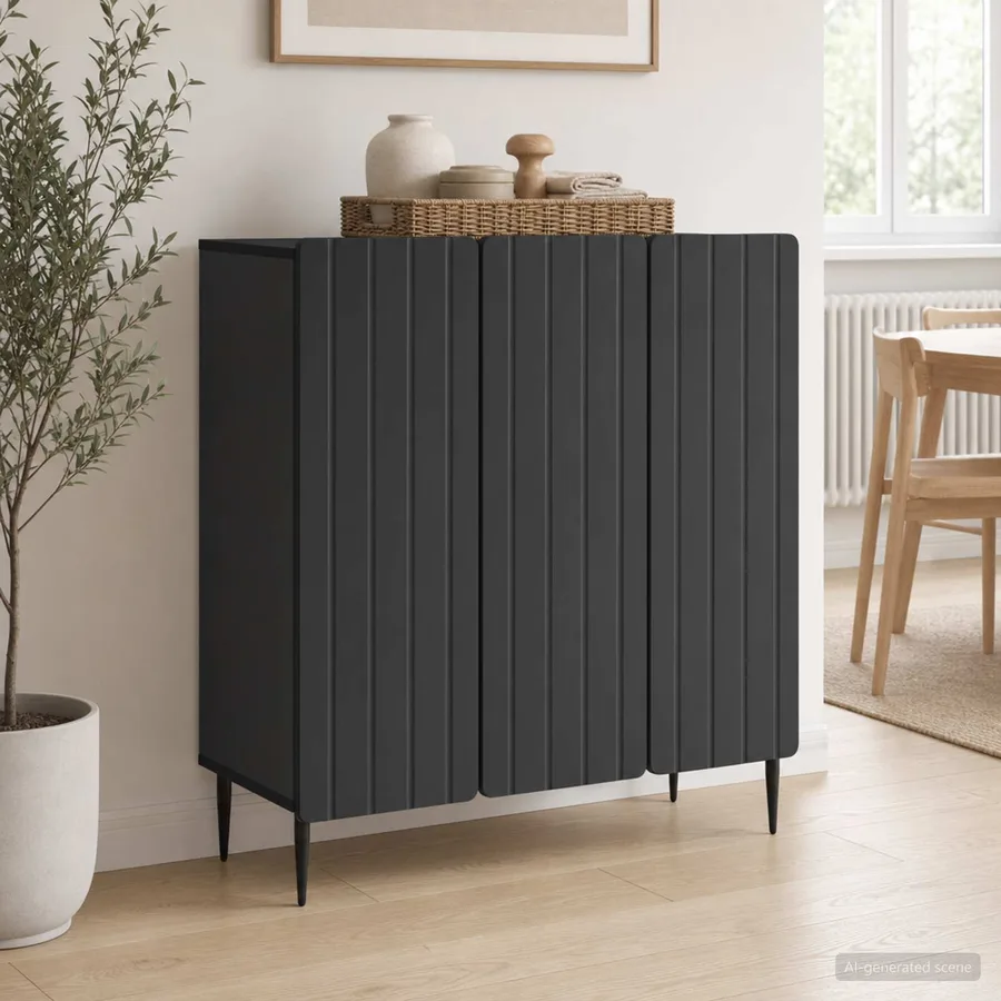 Buffet Noir 89 x 34,5 x 82 cm Bois d'ingénierie - 4