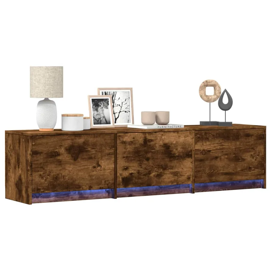 Meuble TV Chêne fumé 165 x 34 x 40 cm Bois d'ingénierie - 2
