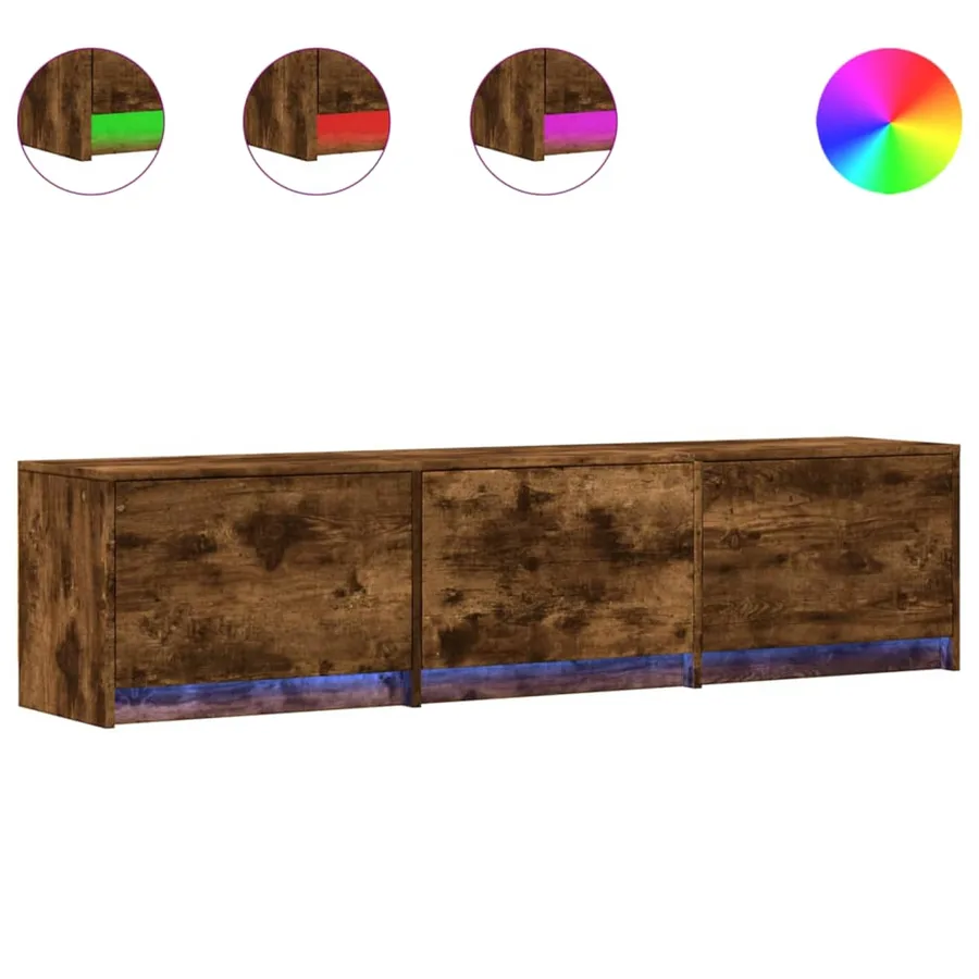 Meuble TV Chêne fumé 165 x 34 x 40 cm Bois d'ingénierie - 3