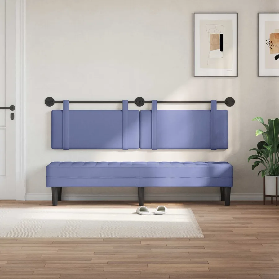 Tête de lit suspendue Bleu denim Tissu - 3